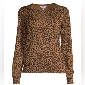Crewneck Stretch Knit Cardigan Sweater Buttons
Leopard Print Lightweight Womens
